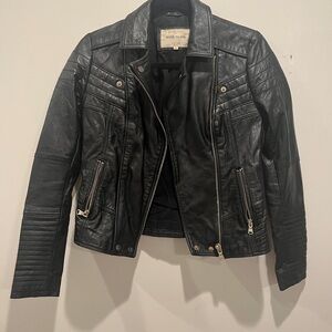 River Island Classic Black Leather Jacket sz x small